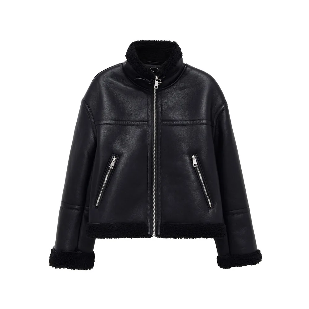

Autumn and winter new women's fashion simple double-sided fleece jacket jacket