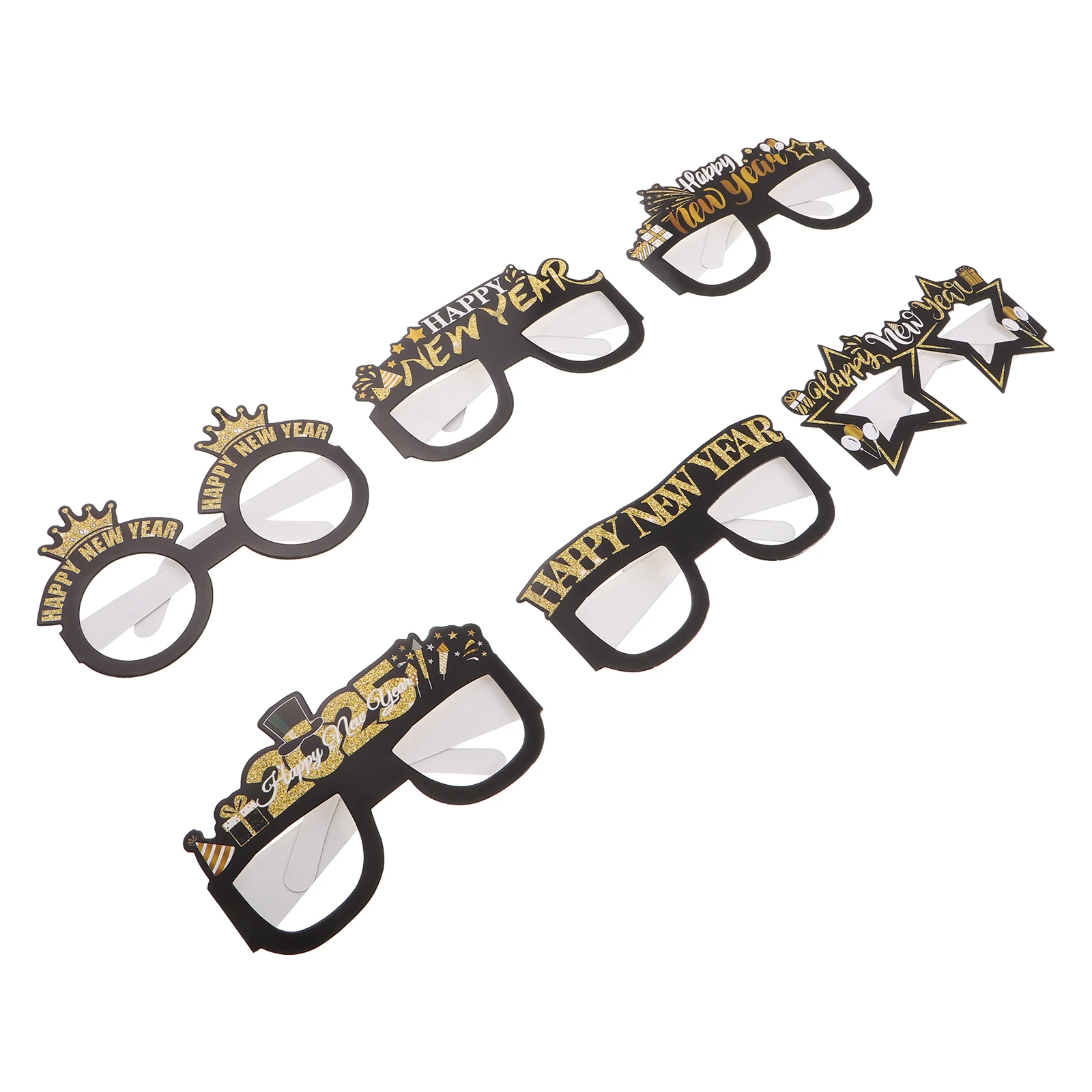 

6pcs 2025 New Year Party Glasses Paper Eyeglasses Glitter Number Sunglasses Graduation Photo Booth Props Class Of 2025 Funny