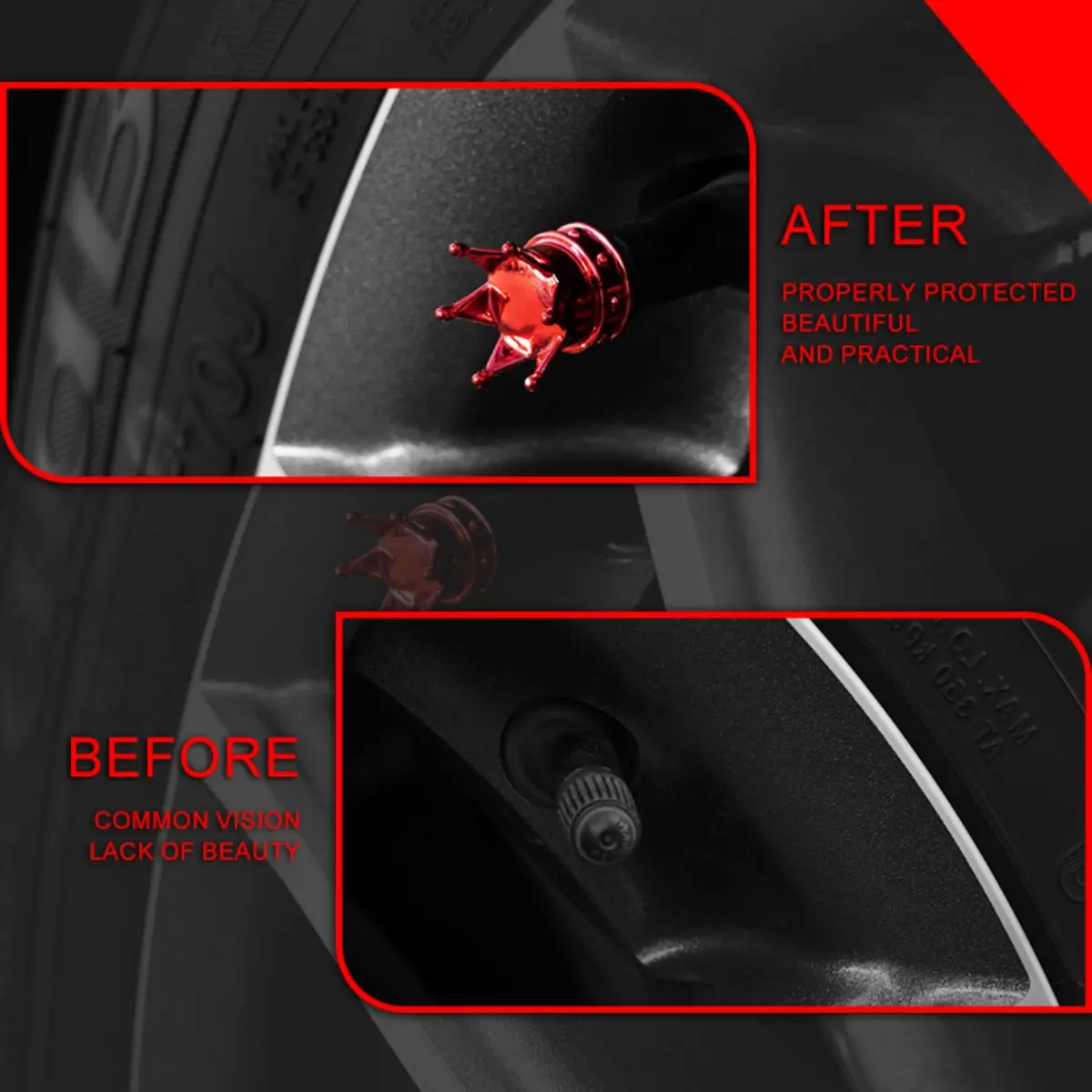 Universal Crown 4 PCS Car Wheel Tire Valve Caps Tyre Rim Stem Covers Airdust For Car Accessories Motorcycle Decoration 2024