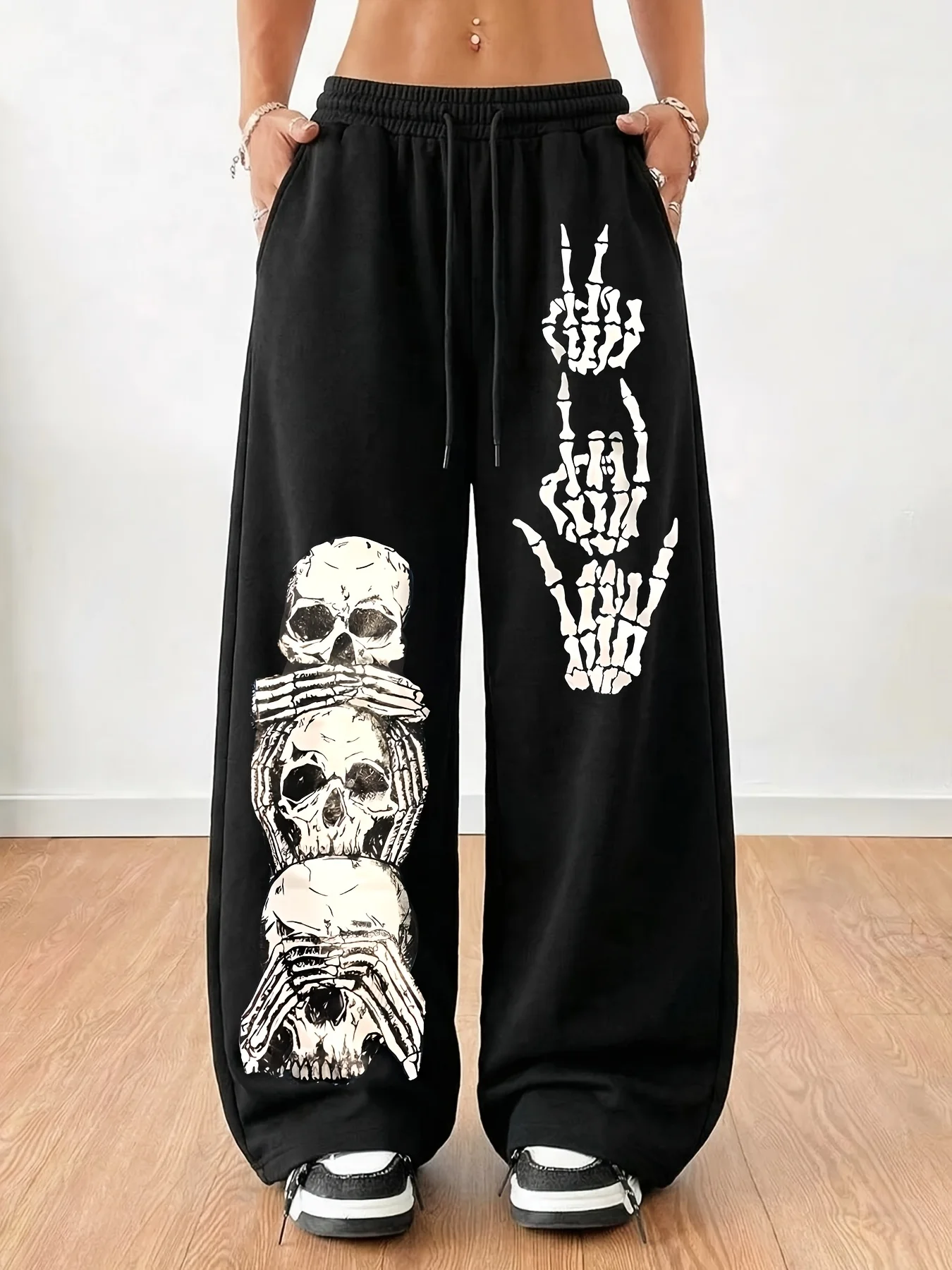 Nouveau pantalon unisexe ample et décontracté, style sport, séchage rapide, motif squelette rétro américain, mode urbaine