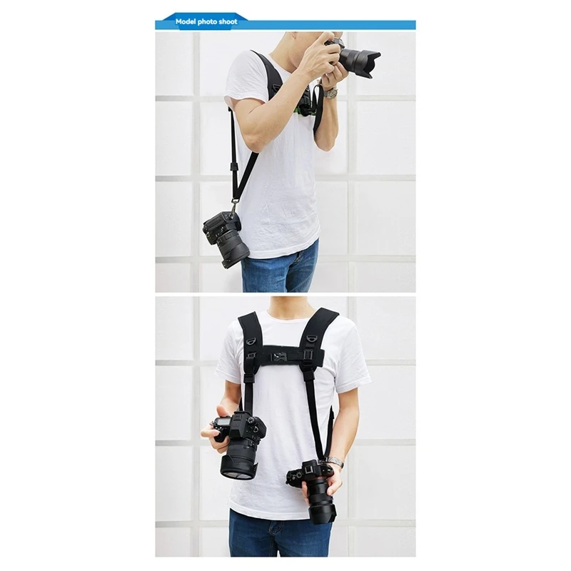 PULUZ DSLR Camera Dual Shoulder Strap Harness Soft Padded Decompression Foam Adjustable Belt  With Quick Release