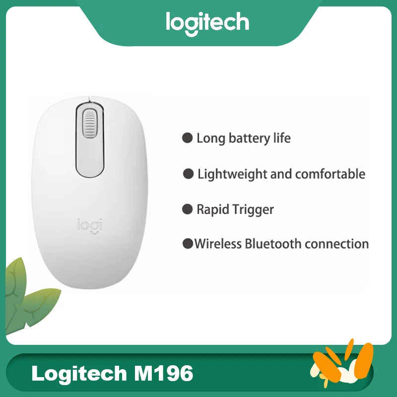 

Logitech M196 Wireless Bluetooth Mouse Office Mac Laptop Desktop Computer Mouse Lightweight Portable Compact Battery Powered Hom