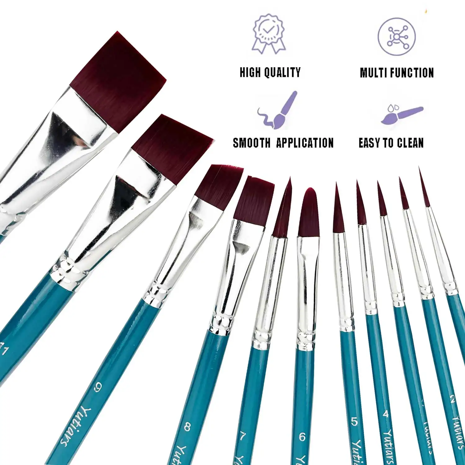 12Pcs Face Painting Brush Set with High Quality Nylon Bristles, Professional Stage Makeup Brushes for Petal Dome Tips & Linework