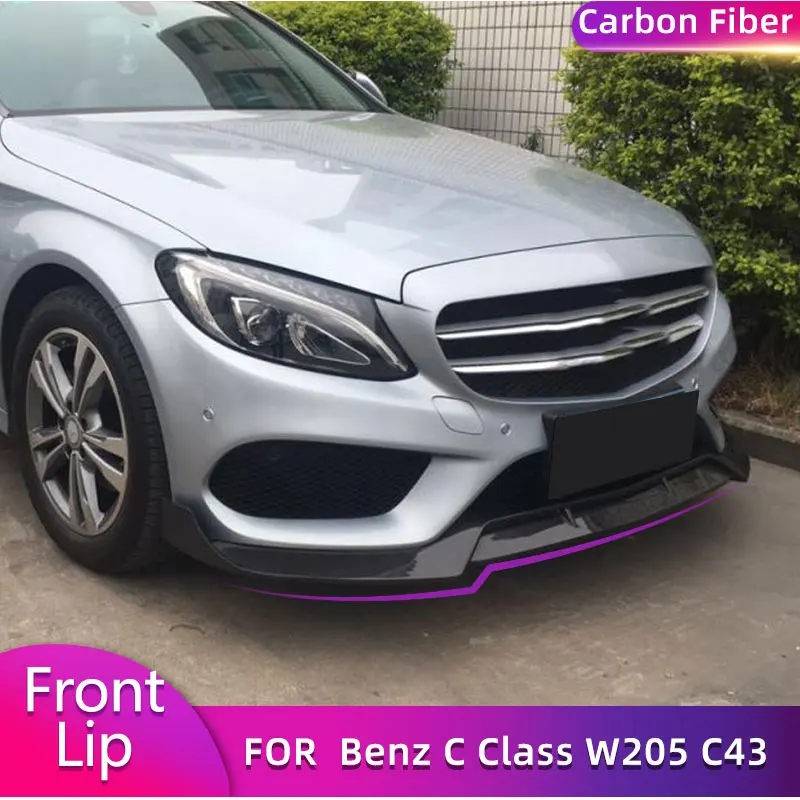 

Carbon Fiber Front Bumper Lip Spoiler for Mercedes Benz C Class W205 C200 Sport Sedan C205 C43 AMG Coupe 2015-2017 Car Front Lip