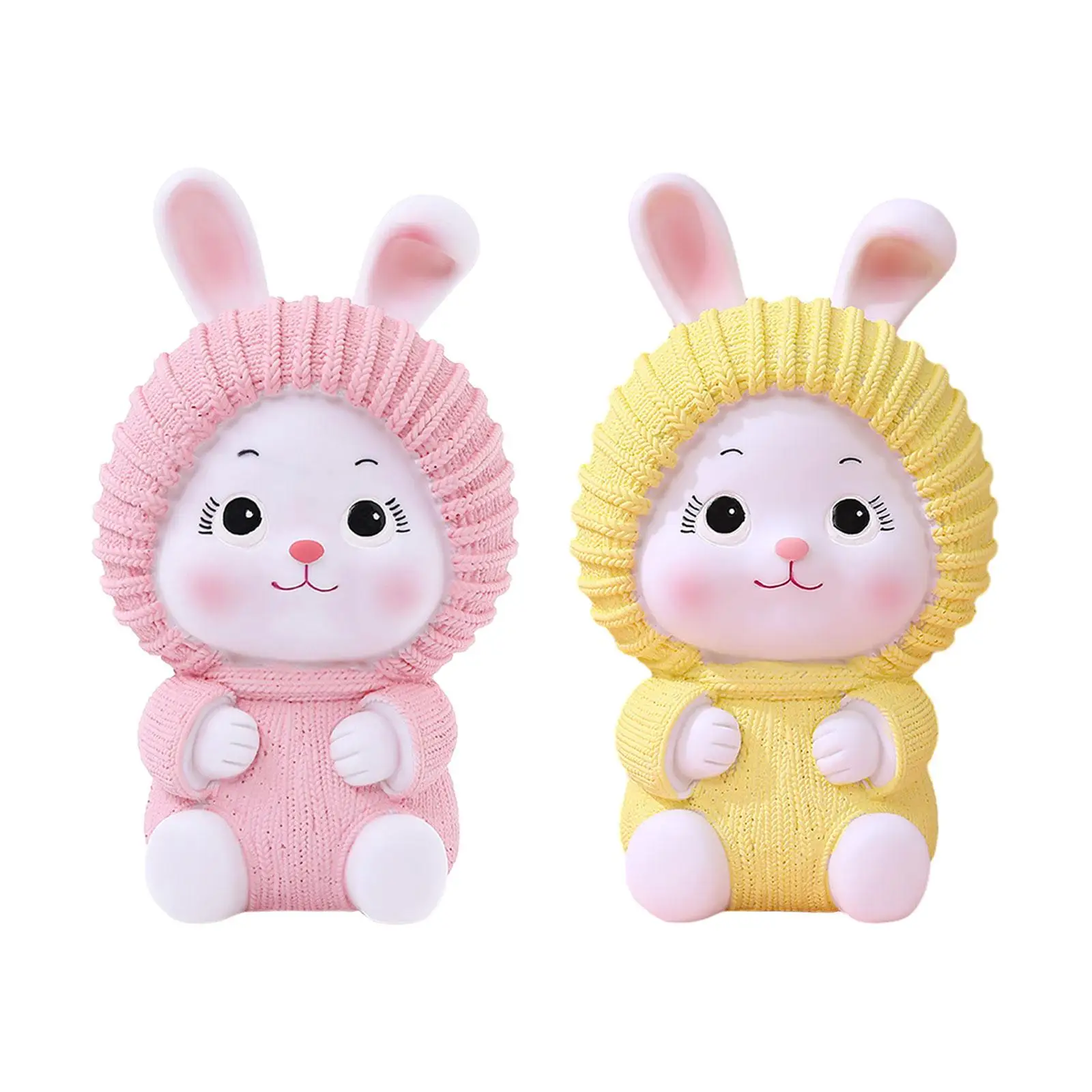 Rabbit Statue Piggy Bank Saving Pot Decorative Figurine Desktop Ornament for Fireplace Centerpiece Entrance Cabinet Desk Bedroom