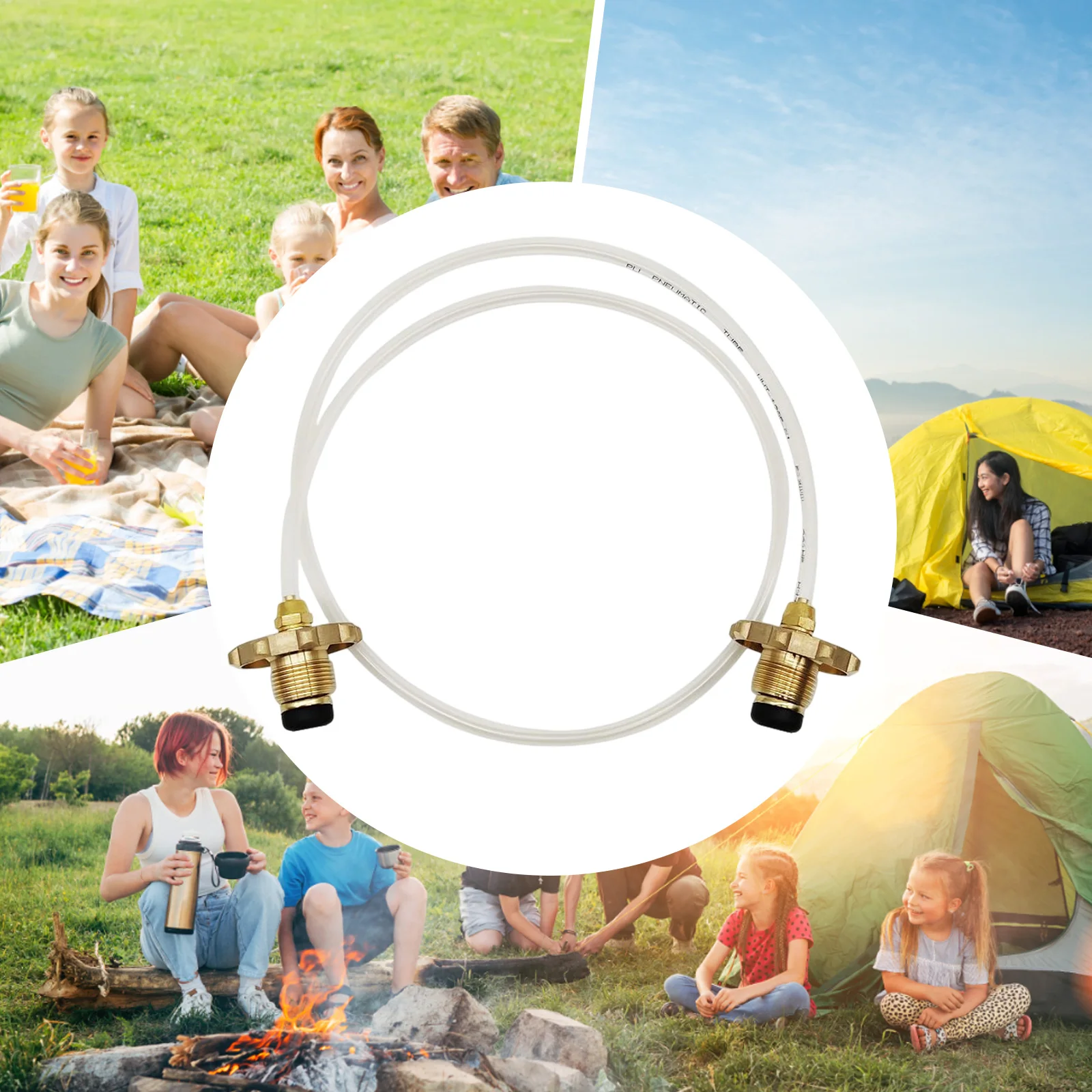 جسر تعبئة متبادل للغاز المسال، اتصال مباشر، اسطوانة غاز البترول المسال، جسر نفخ متبادل، أنبوب PU شفاف، مستلزمات التخييم #4