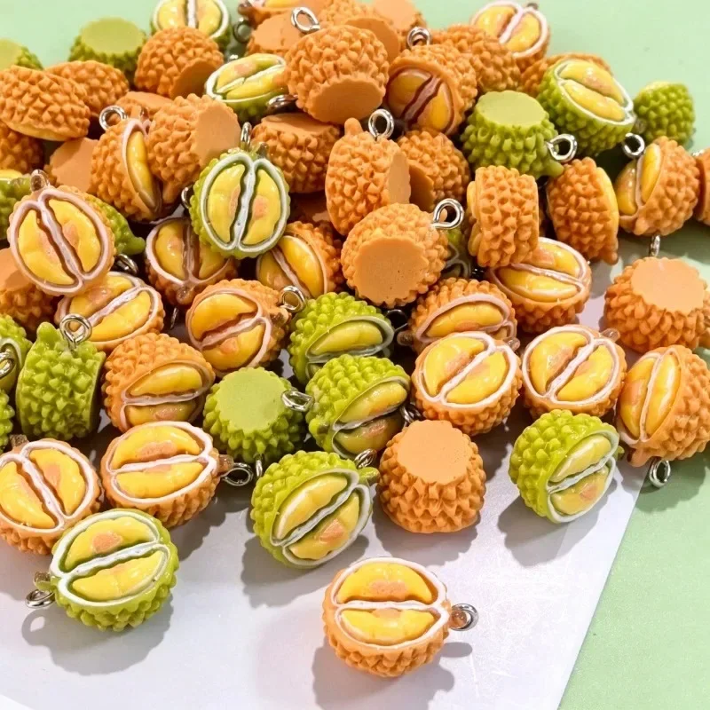 10pcs Kawaii Mini Durian Resin Charms 3D Simulated Fruit Pendants for Earring Phone Chain Bracelet DIY Jewelry Making Supplies