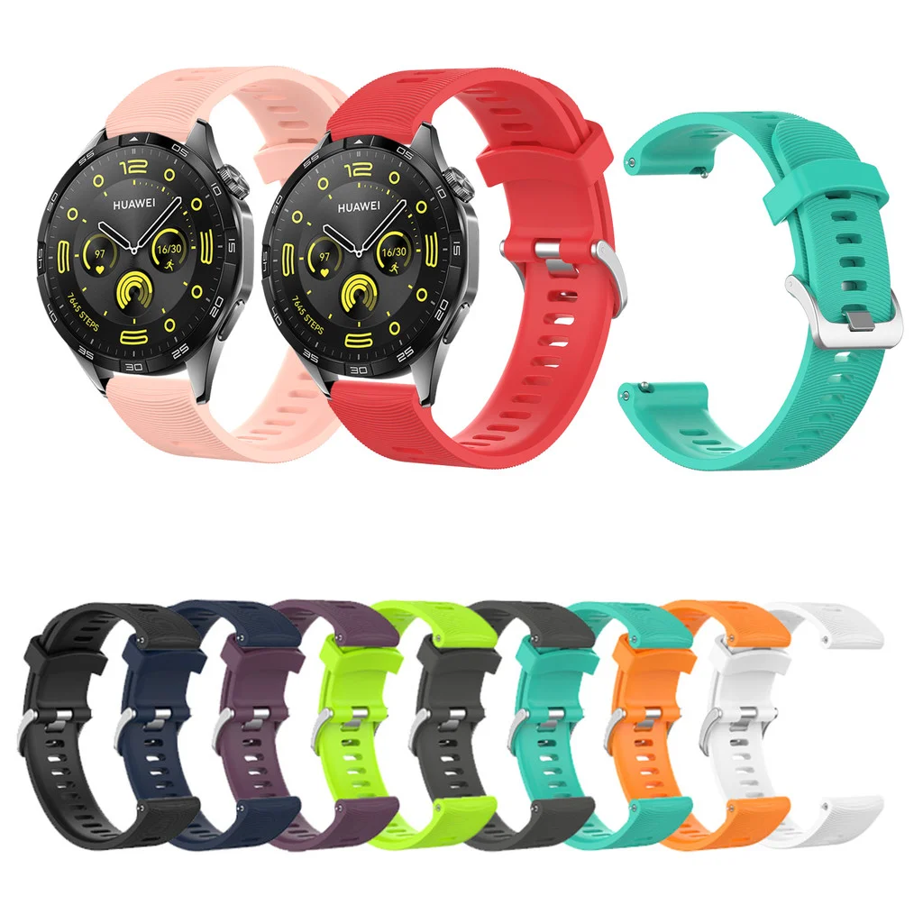 20mm Silicone Watch Band Classic Metal buckle Strap For Huawei Watch GT2 42mm GT3 42mm GT3 Pro 43mm Smartwatch Accessories