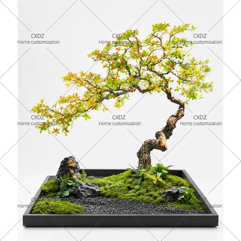 Artificial Island Spring Flower Tree Indoor Landscaping Living Room Decor Club Entrance Landscape Simulation Wood Plant