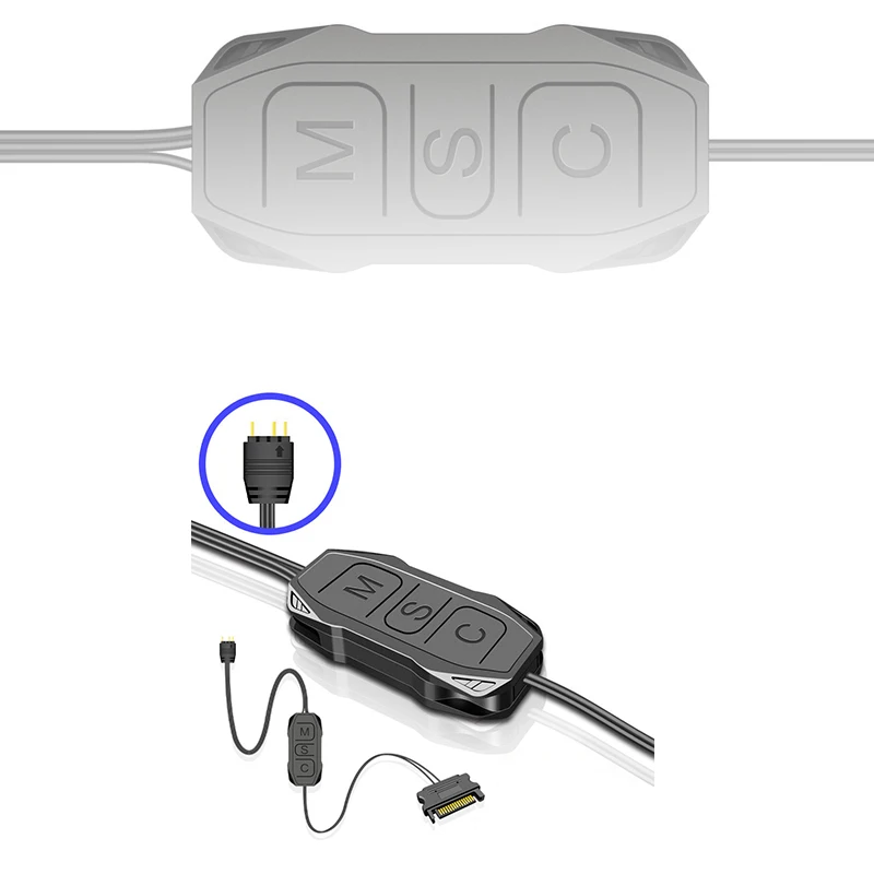3.Mini RGB-controllerhub 3PIN; 5V ARGB-controller met SATA-voeding voor computerbehuizingen