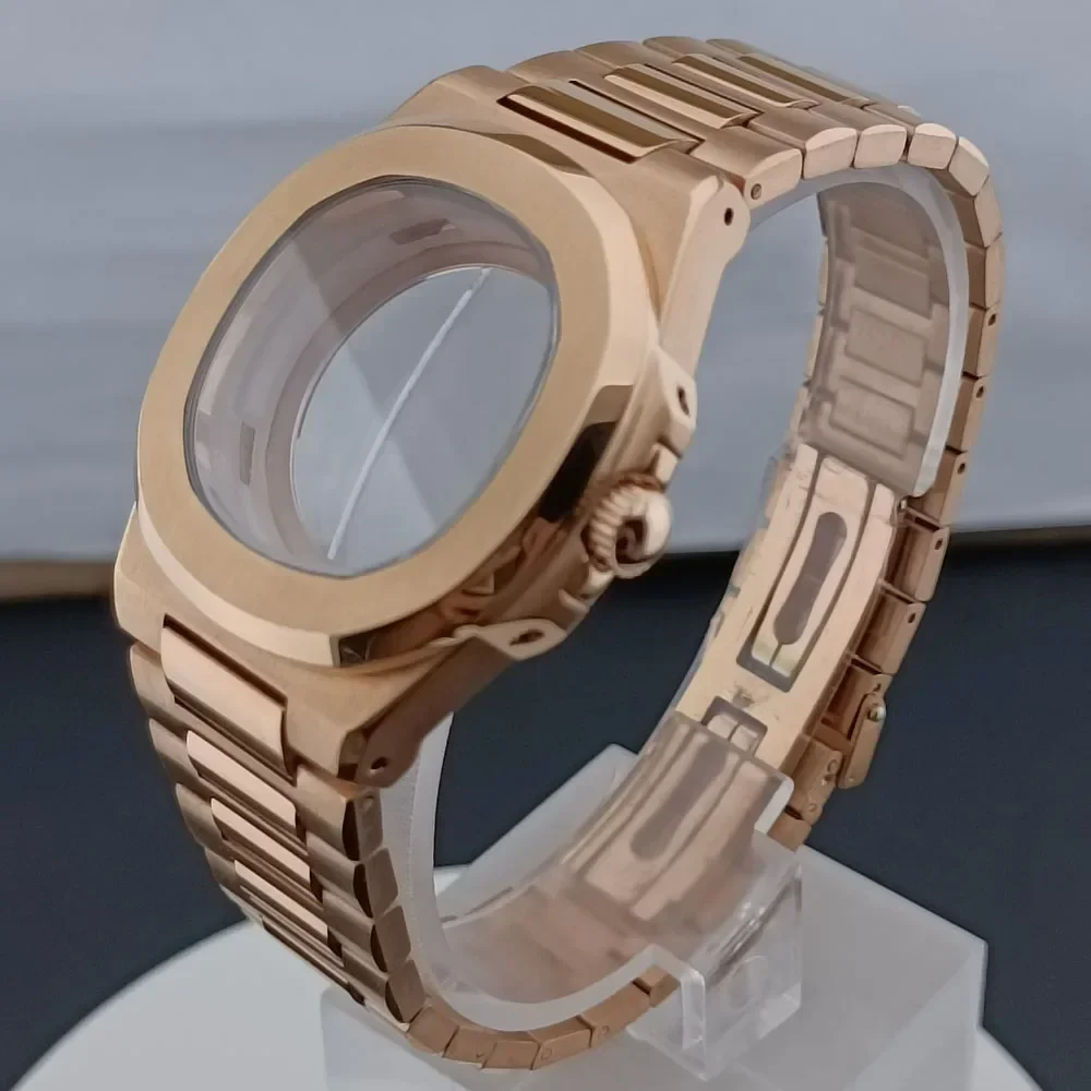 41mm Black Rose Gold Stainless Steel Case Strap suitable for NH35 NH36 movement 29.5mm Dial Diving Case Band Watch Accessories