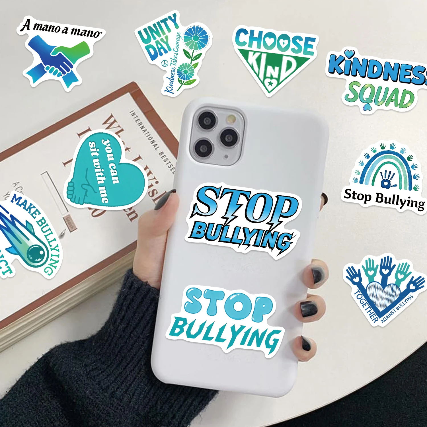 50 قطعة من الملصقات الجمالية الإبداعية المضادة للثبات، حافظات الهاتف المزخرفة، أكواب المياه، مستلزمات التعلم، ملصقات PVC المقاومة للماء