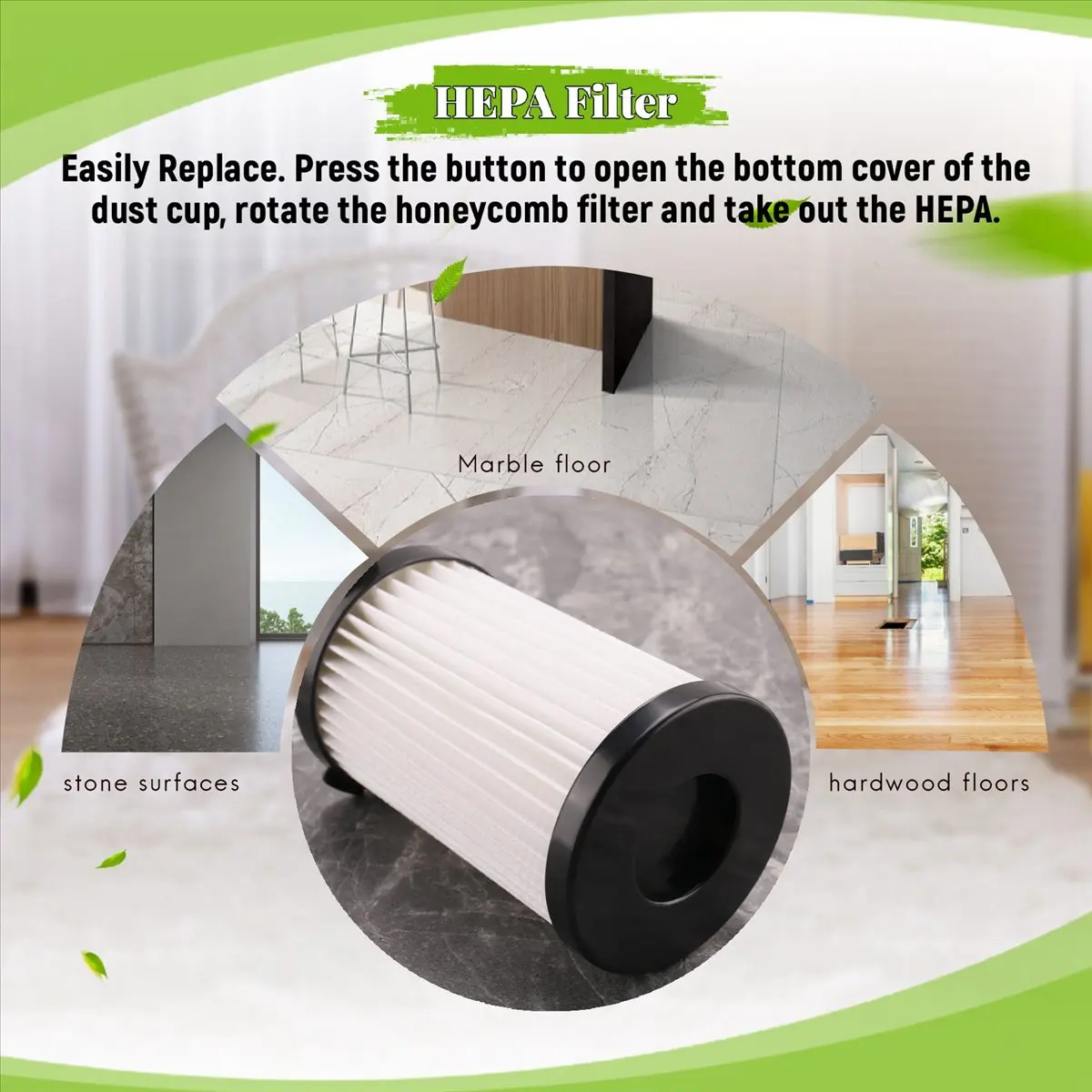 Washable Hepa Filter and Sponge Replacement Kit for MooSoo D600 D601 Corded Stick Vacuum Cleaner Spa