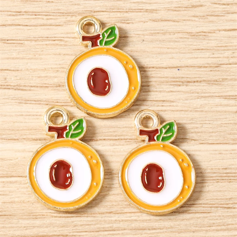 10 Stück Niedliche Gemischte Frucht-Anhänger aus Emaille, Lebensmittel-Motive: Pfirsich, Orange, Kirsche, für Schmuckherstellung, Halsketten, Ohrringe, DIY-Bastelgeschenk – Detail 17