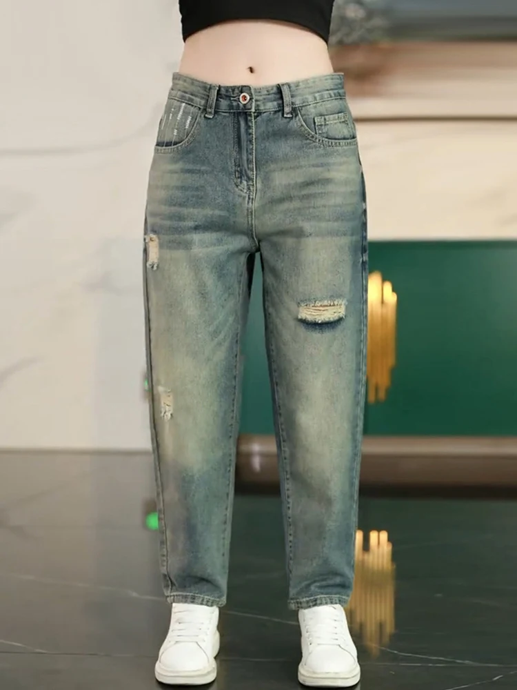 Summer Embroidered Men's Jeans Casual Straight Leg Micro Cone Versatile Loose Fit Zipper mid Waist Long Pants Youth Style