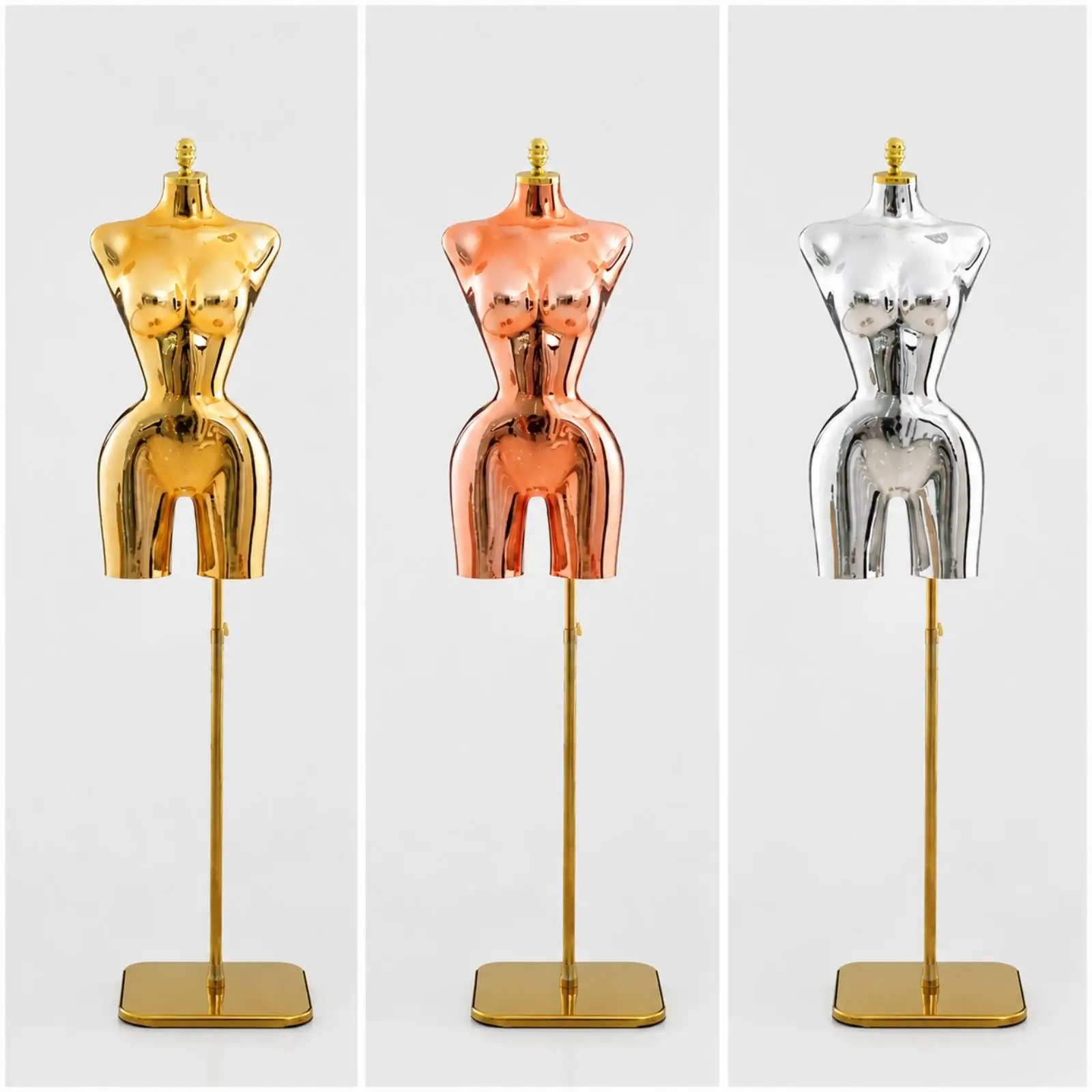 Display Mannequin Female Torso Form with Polished Electroplated Finish for Retail Store Showcase Stand