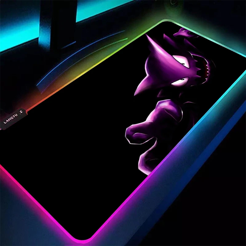 

RGB Mouse Pad Pokemon Gengar 90x40cm Anime Gaming Accessories LED Keyboard Desk Mat Gamer Carpet Mousepad Backlight Mouse Mats