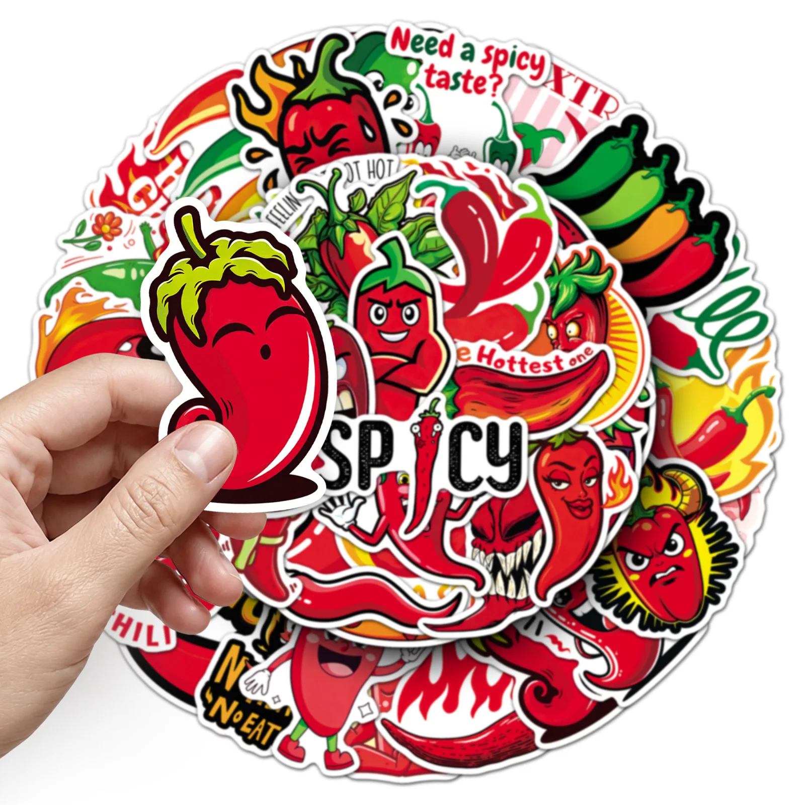 50 Pcs Hot Chili Pepper Stickers Cool Motorcycle Decoration Stationery Journal Wall Stickers