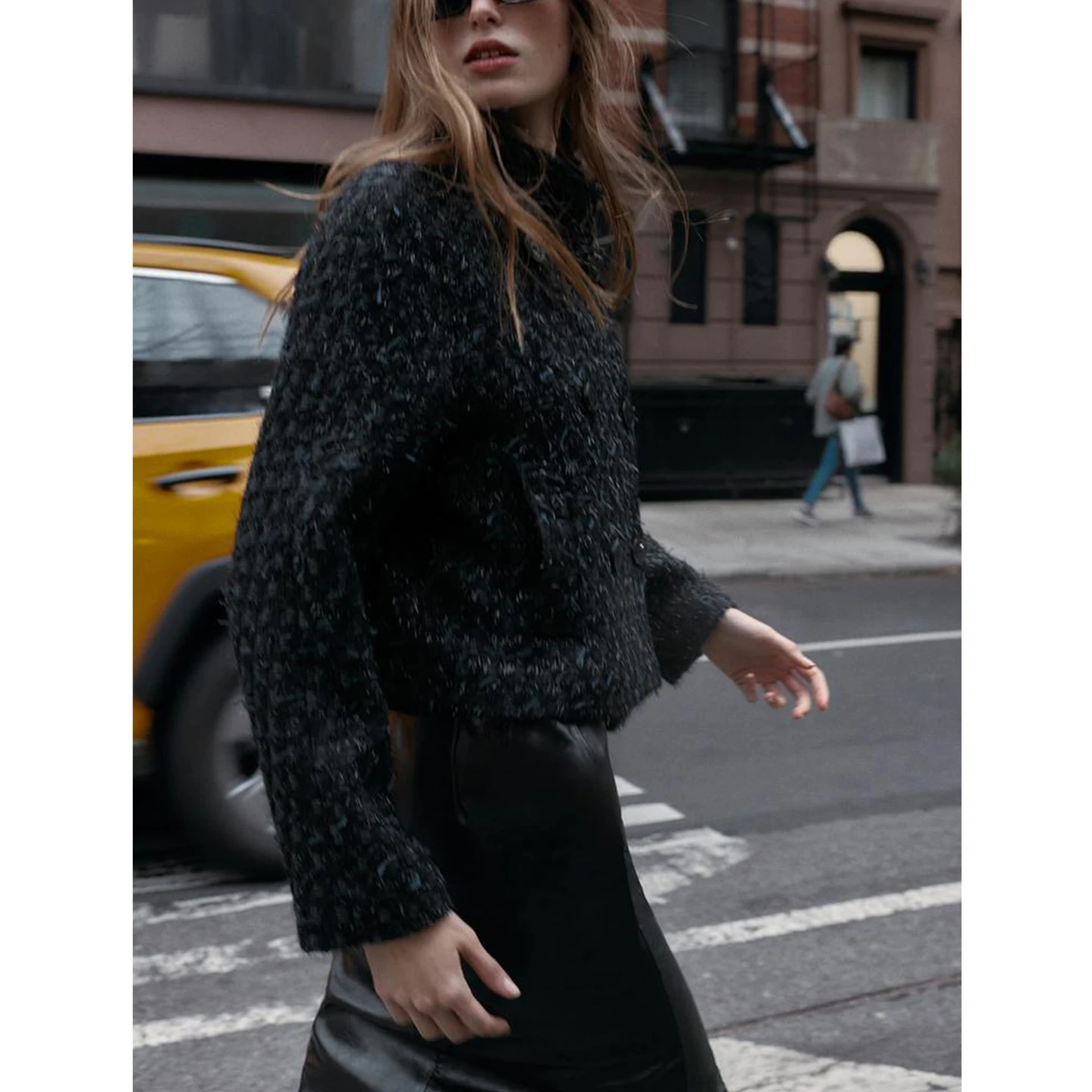 Inverno Nuovo design da donna Colletto alla coreana Lungo Sve Colore metallo Tead Costruzione Doppio risvolto Jaet ort French Sle Pol...