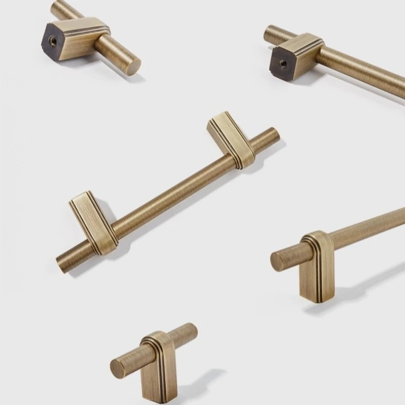 

French antique bronze antique antique brass cabinet door drawer modern simple retro style American handle