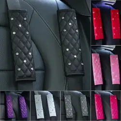 Shoulder Protector Car Seat Belt Cover Universal Shiny Diamond Shoulder Guard Adjustable Car Safety Belt Shoulder Pad Kids