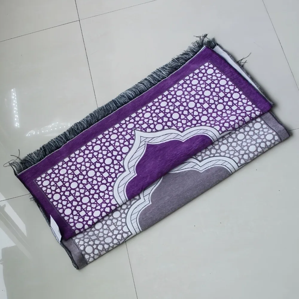 Nouveau tapis de prière pliable rectangulaire antidérapant islamique avec pompon, couverture de culte lavable