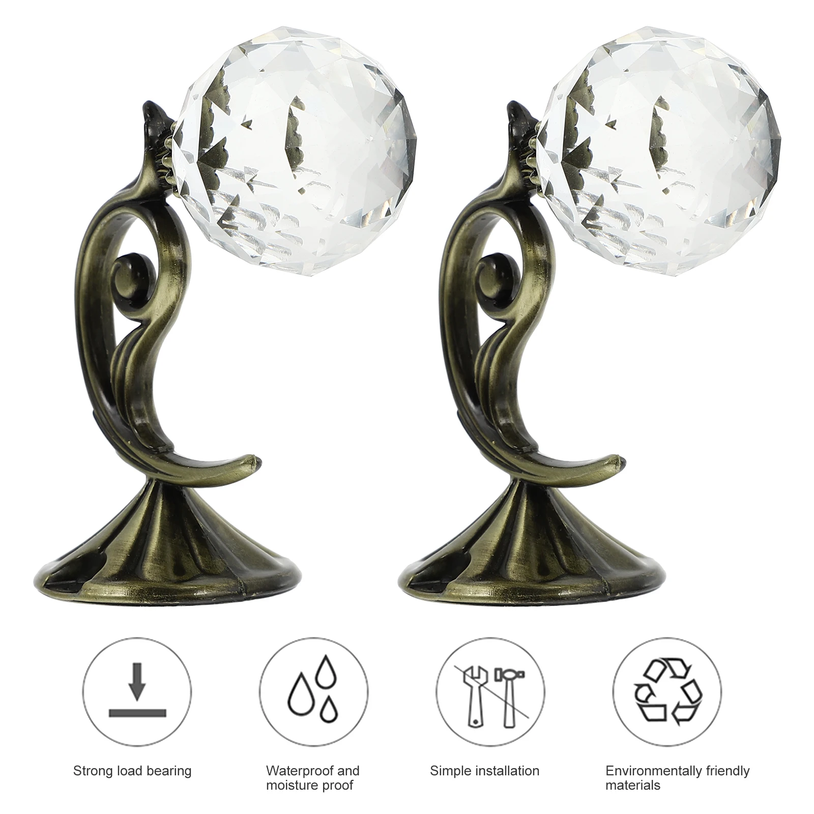 

2 Pcs Aluminum Alloy Wall Hook Decorative Curtain Hooks Chic Tiebacks Mounted Crystal Drapes Holders