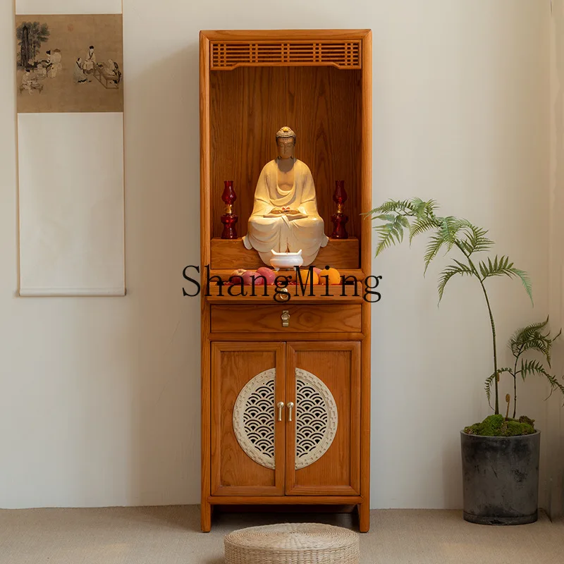 

CL new Chinese-style solid wood Buddhist niche ash wood home modern vertical cabinet offering table incense case