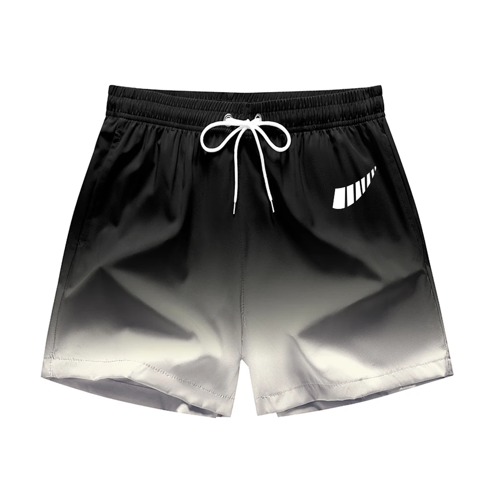 

Мужские пляжные шорты с принтом, летние повседневные модные спортивные шорты с карманами на шнурке, быстросохнущие, дышащие, градиентного цвета, для плавания