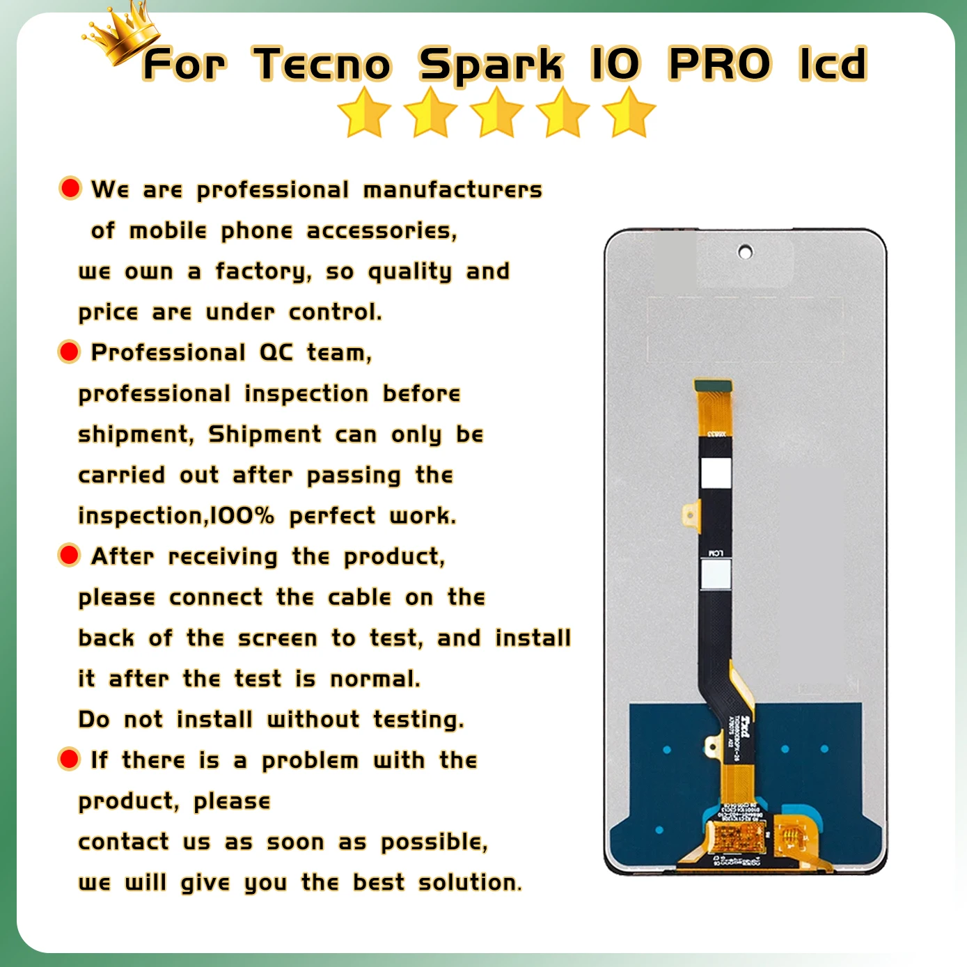 100% Tested For Tecno Spark 10 Pro Display Touch KI7 Premium Lcd Screen Digitizer Panel Assembly LCD SCREEN High quality