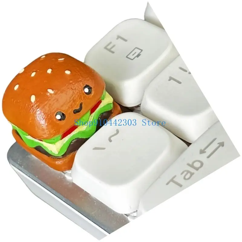 652F Resin Keycaps Realistic Burger Fries Hotdog Designs For Mechanical Keyboards Lightweight and Durability 3D Printed