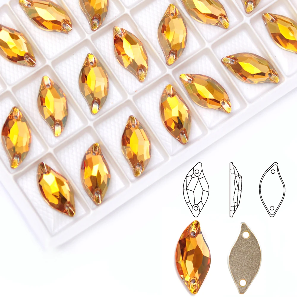 SunShine الذهب زجاج مسطح أحجار الراين ورقة خياطة على بلورات الملابس أكياس الأحذية الملابس الخياطة الملابس والاكسسوارات #1