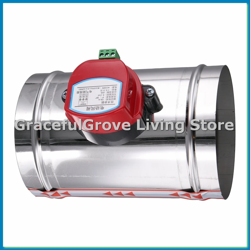 

125mm Stainless Steel Electric Air Duct Damper Valve HVAC Air Ducting Motorized Air Damper AC220V Actuator Drive-ABFB