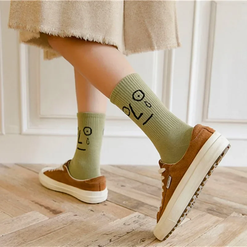 1 or 5 Pairs Korea Funky Harajuku Women Socks Candy Colors Casual Funny Socks Girl Kawaii Cute Socks Surprise Mid Crew Socks