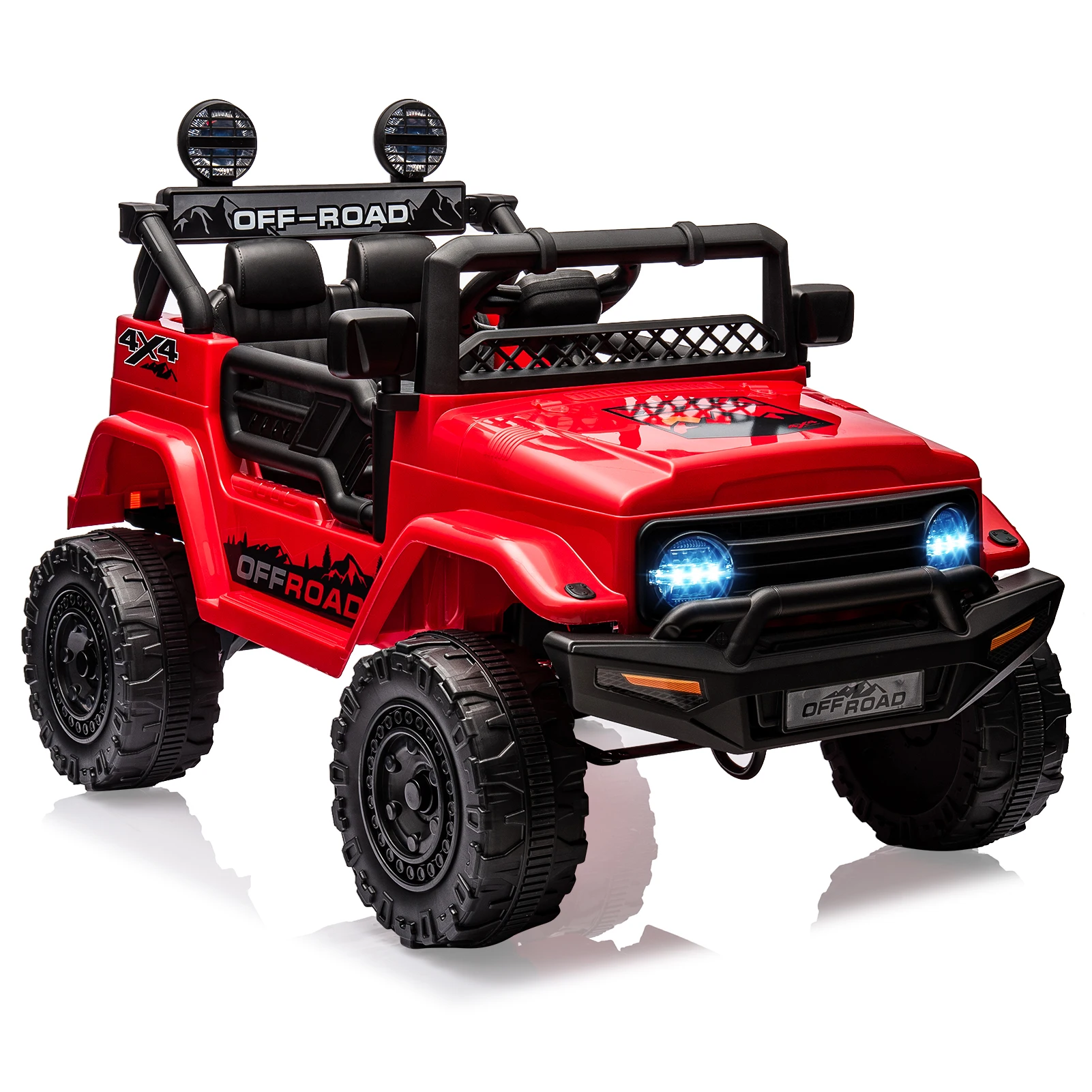 Electric Car For Kids, 12V Ride On Truck Car with Remote Control Spring Suspension, LED Lights, Music, 3 Speeds, Vehicle Toy Car