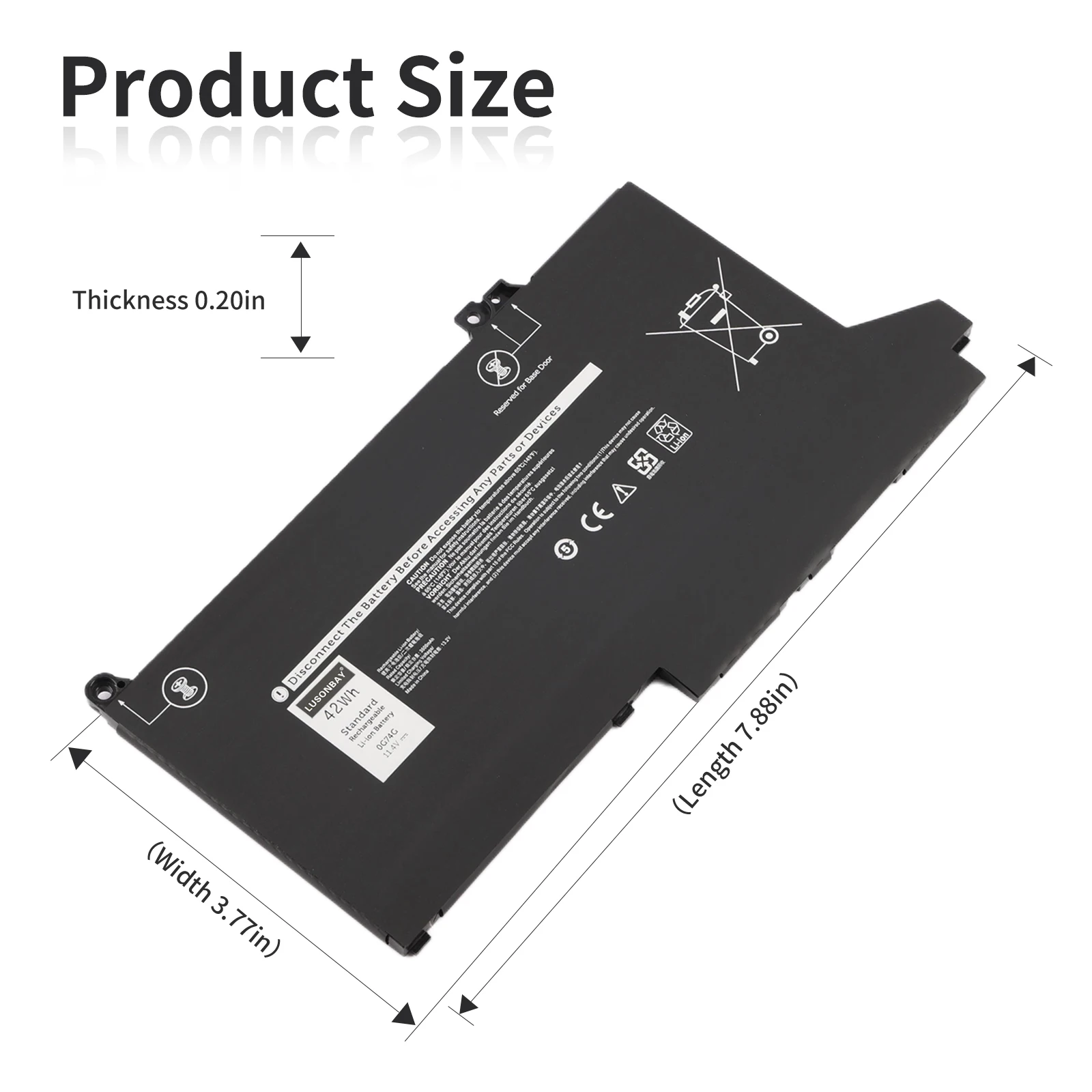 LUNSONBAY 0G74G Battery for For Dell Latitude 13 5300 5310 2-in-1 Series For Dell Latitude 7300 7400 Series MXV9V 2PFPW 02PFPW