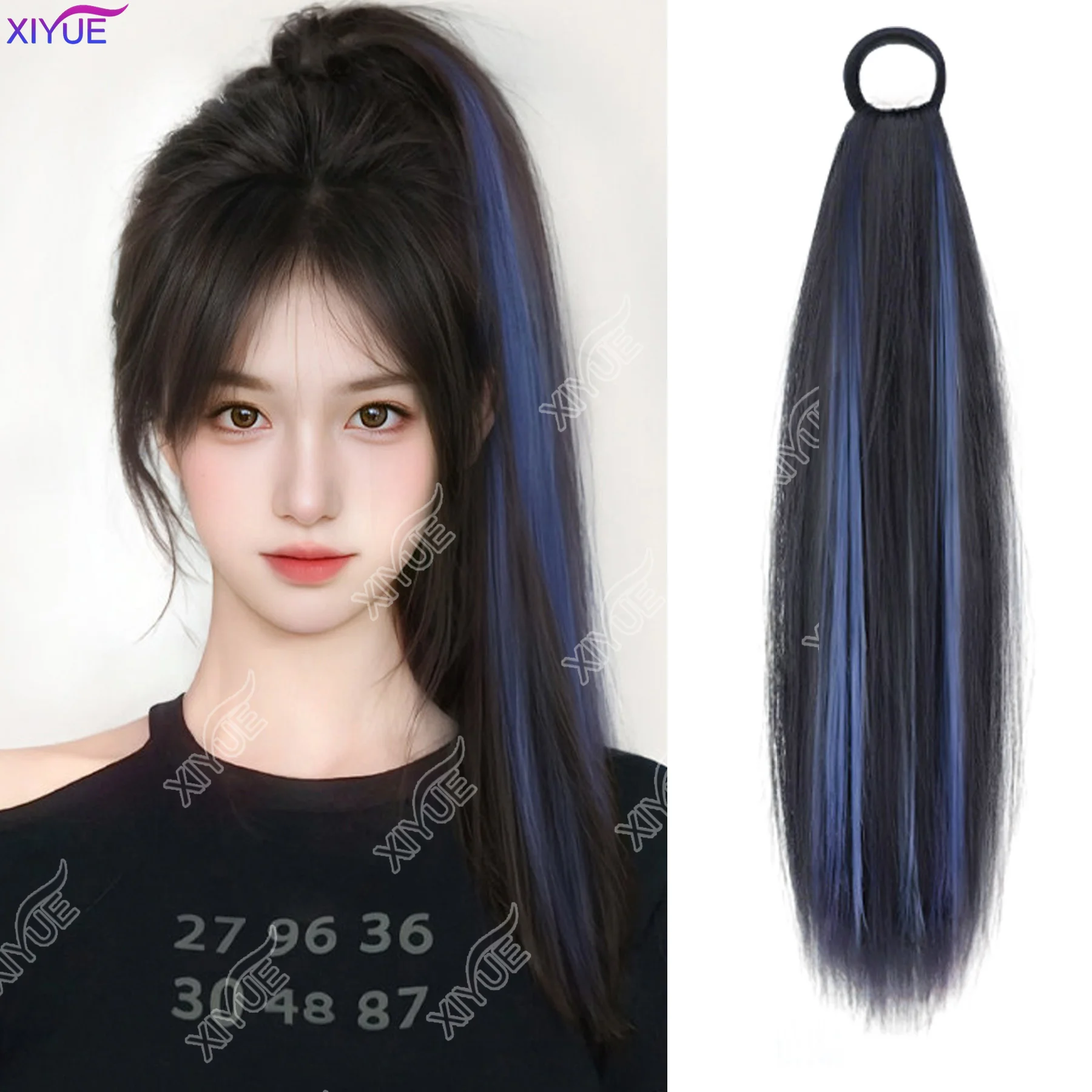 

XIYUE Короткие кудрявые синтетические накладные пряди для волос на завязках, элегантные, для повседневного использования, аксессуары для волос