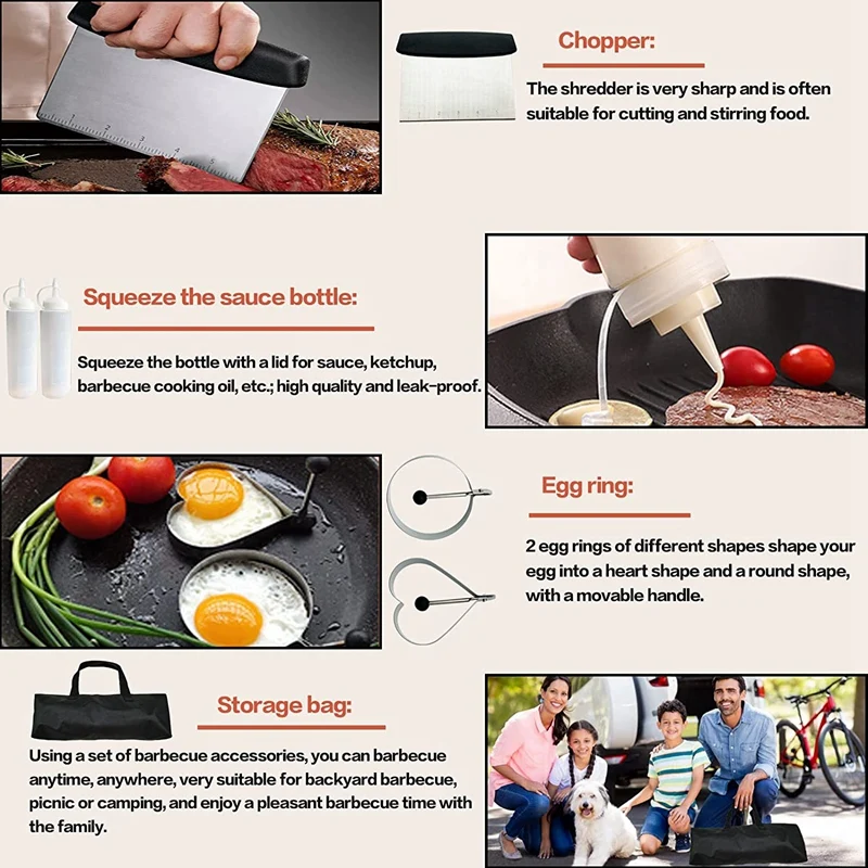 13 Pcs Griddle Accessories Kit,Grill Accessories With Carrying Bag,Suitable For Indoor Outdoor Barbecue Camping Cooking