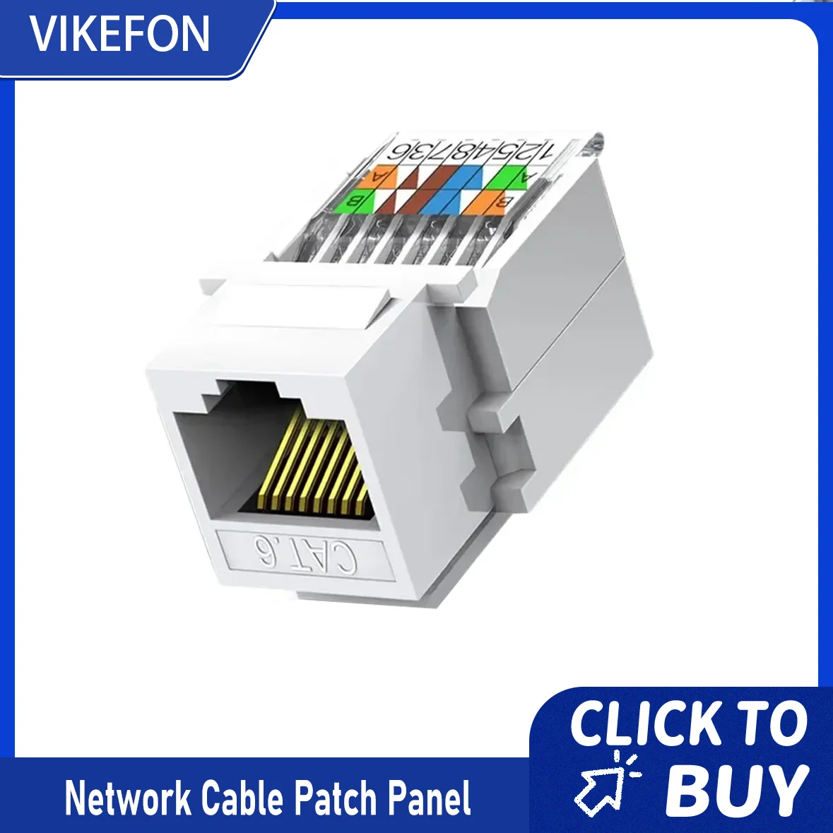 โมดูลเครือข่าย RJ45 ไม่จำเป็นต้องใช้ซ็อกเก็ตเครือข่ายกิกะบิตประเภท 6 การเดินสายที่ครอบคลุม แผงแพทช์สายเคเบิลเครือข่ายหัวคริสตัล