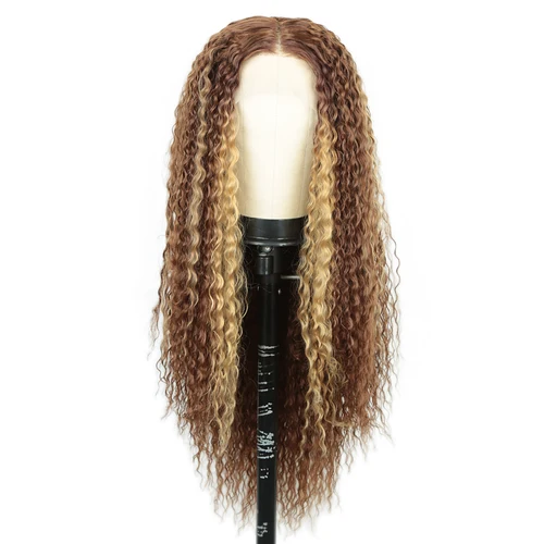 Imagen 2 del producto ALIBABY-pelucas de Cosplay Culry 13x4x1, peluca con malla frontal sintética para mujer, resistente al calor, alta calidad, parte T, liquidación de pelucas de encaje