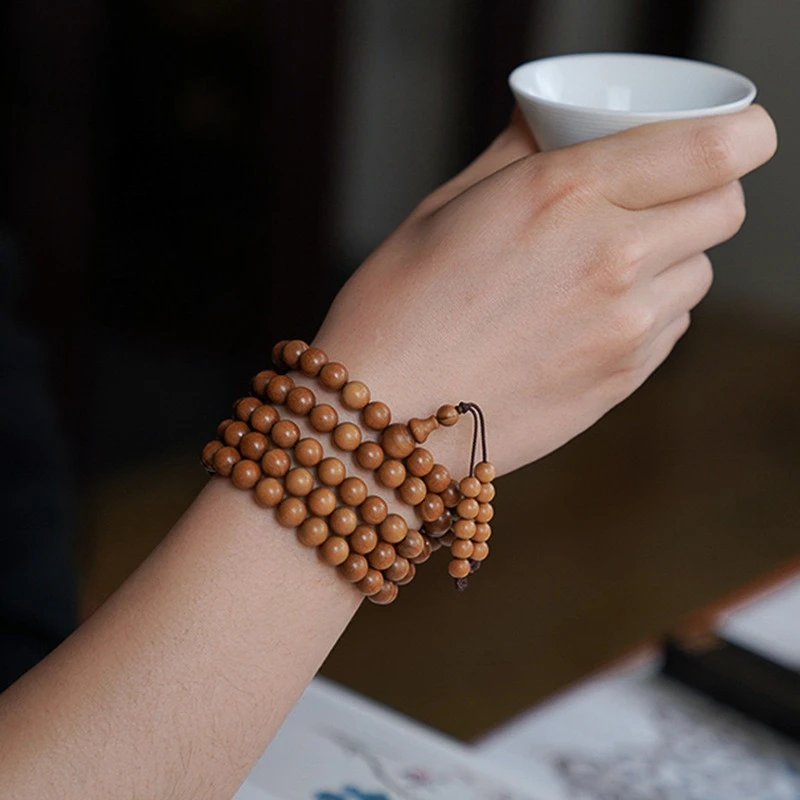 Authentic Indian Laoshan Sandalwood Bracelet 2.0 108 Beads Black Red Sinking Old Material Bracelet for Men and Women Gifts