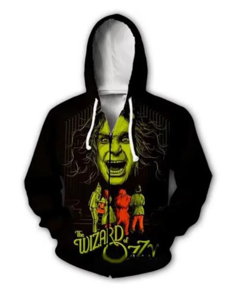 

New Fashion Men/Women Ozzy Osbourne 3D Print Long Sleeve Zip Hoodies Casual Men Loose Sport Zip Hoodies Tops