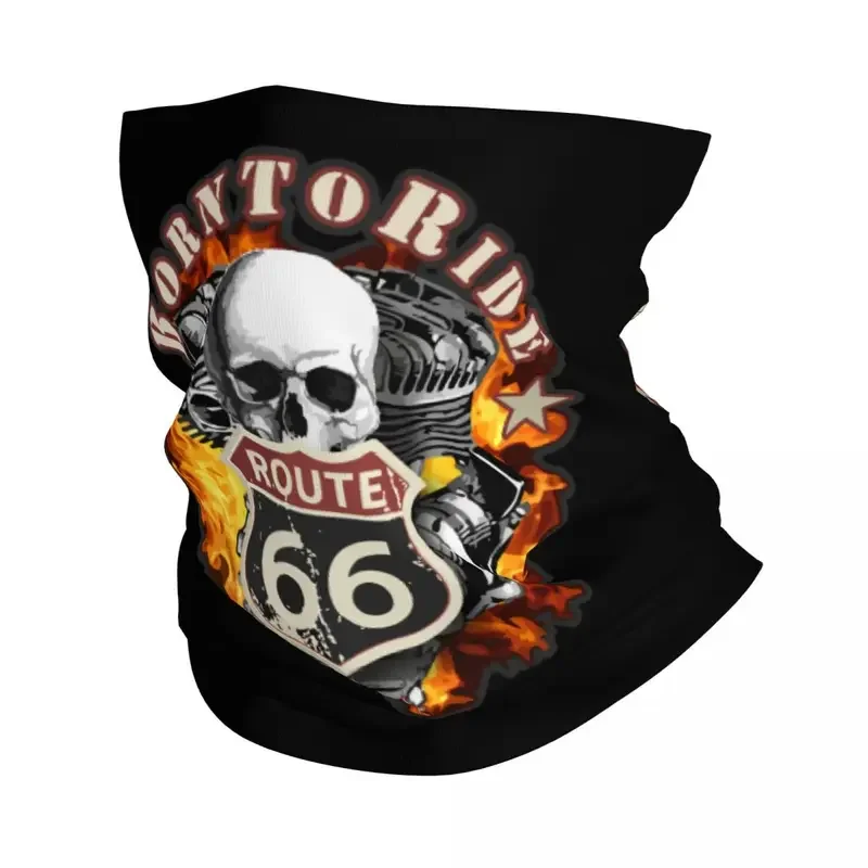 Born To Ride Czaszka Zimowa opaska na głowę Ocieplacz na szyję Kobiety Mężczyźni Narciarstwo Myśliwskie Szalik Route 66, Twarz Bandana Gaiter