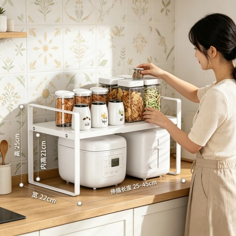 Organizador de Gabinete de Cocina para Ahorrar Espacio en el Hogar, Estante de Almacenamiento Expandible de Múltiples Niveles, Estante en Capas para Especias y Platos
