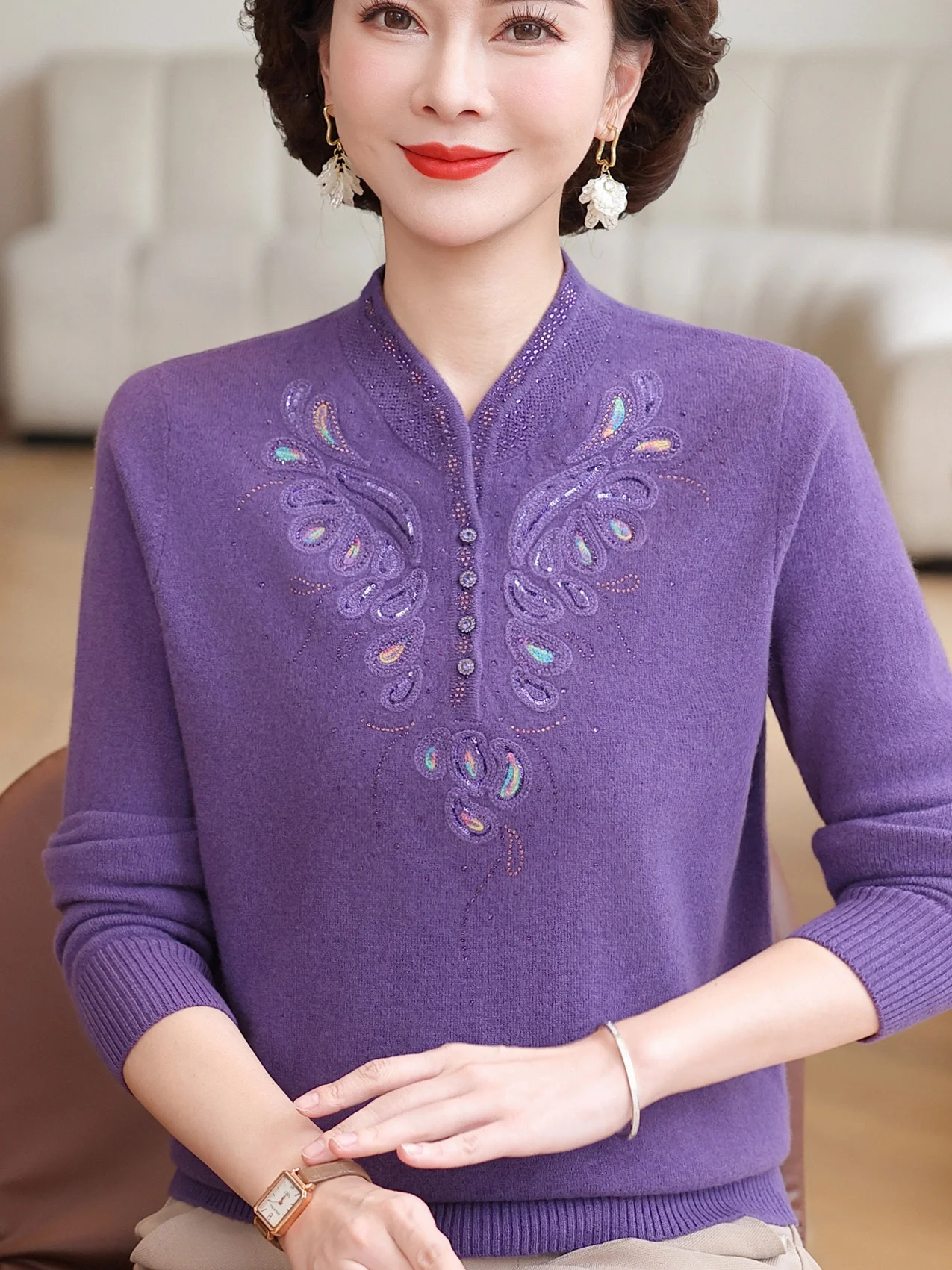 

Модный женский свитер из плотной шерсти с воротником-стойкой, дышащий, свободного кроя, повседневный, для среднего...