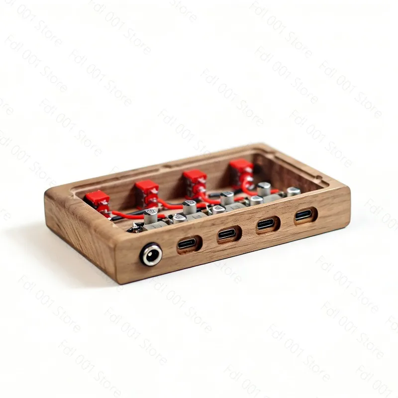 Black Walnut Accessory Module for Monitor Riser 4-channel Independent Control USB Power Supply Switch Component