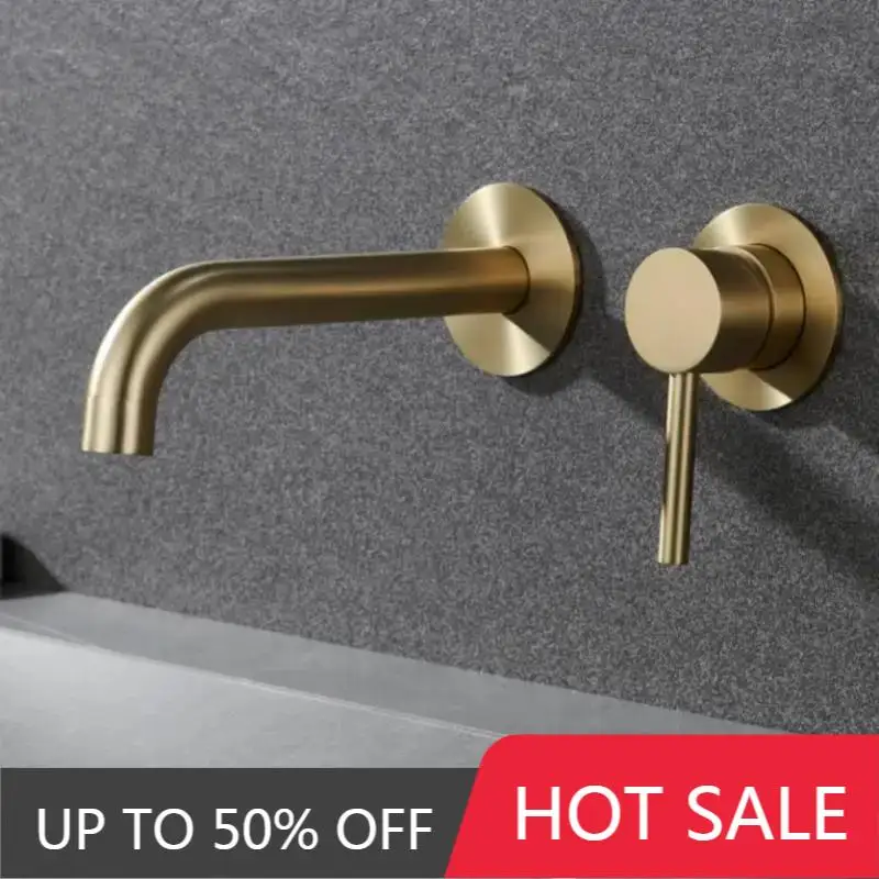

Stainless steel Bathroom Faucet Mixer Sink Tap Wash Basin Matte Black gold Hot And Cold Water Wall Mount Spout Bath With Handle