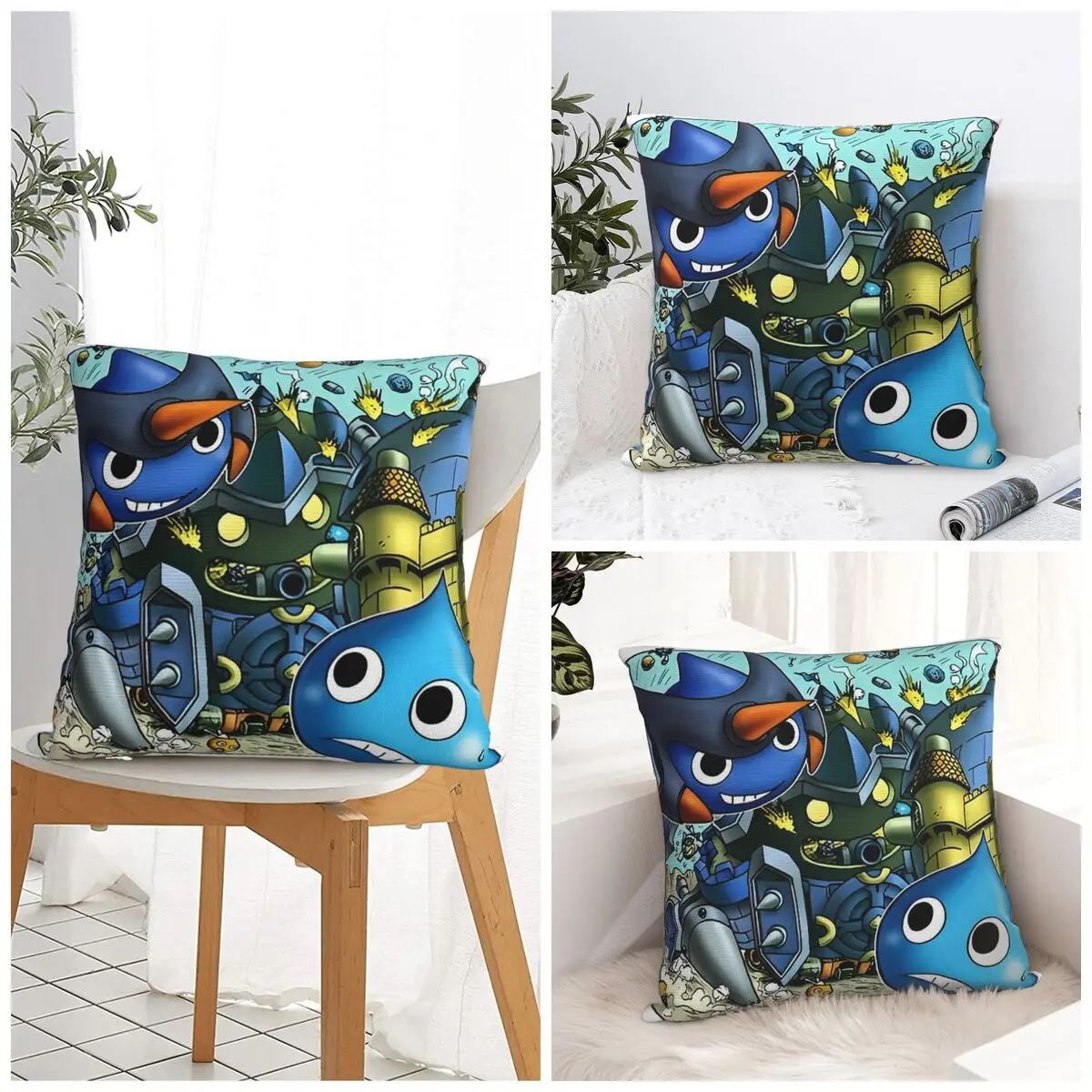D-Dragon Quest Slime Pillow Case Cushion Cover Square Graphic Pillow Cover Cute Funny Pillowcases For Sofa Home Decoration