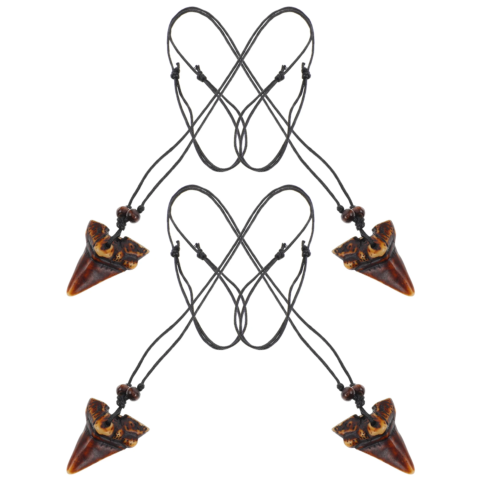 

Resin Shark Tooth Necklace Adjustable Pendant Resin Cord Beach Surfing Necklace Summer Jewelry Men Women