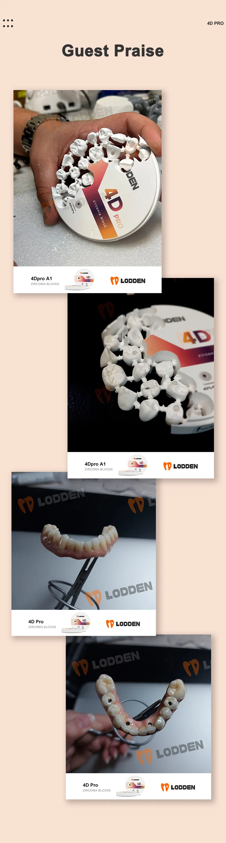 Lodden 4D PRO Zirkonoxid Dentallabor Zirkonoxid Mehrschichtige Blockscheibe für CAD CAM Vita 16 Farben 98 mm Dentales Zahnheilkundematerial – Detail 7
